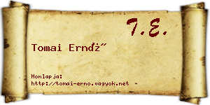 Tomai Ernő névjegykártya